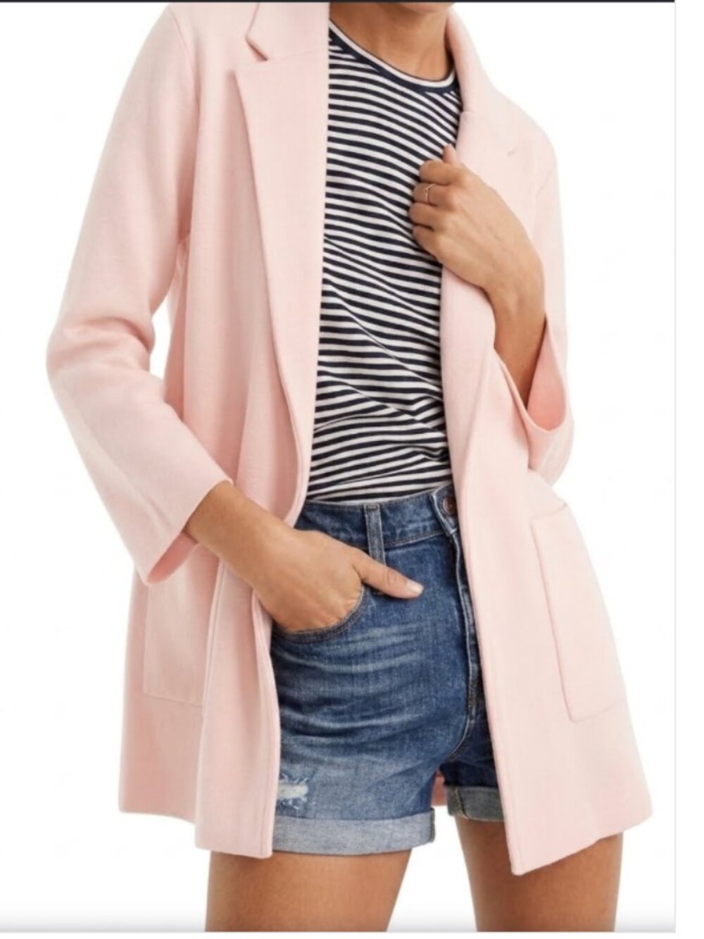 J. Crew Sophie Knit Sweater Blazer Cotton Open Front Pink Blush M